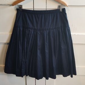J. Crew Women's 100% Cotton Navy Poplin Pleated Drop Waist Skirt | 10 runs Small